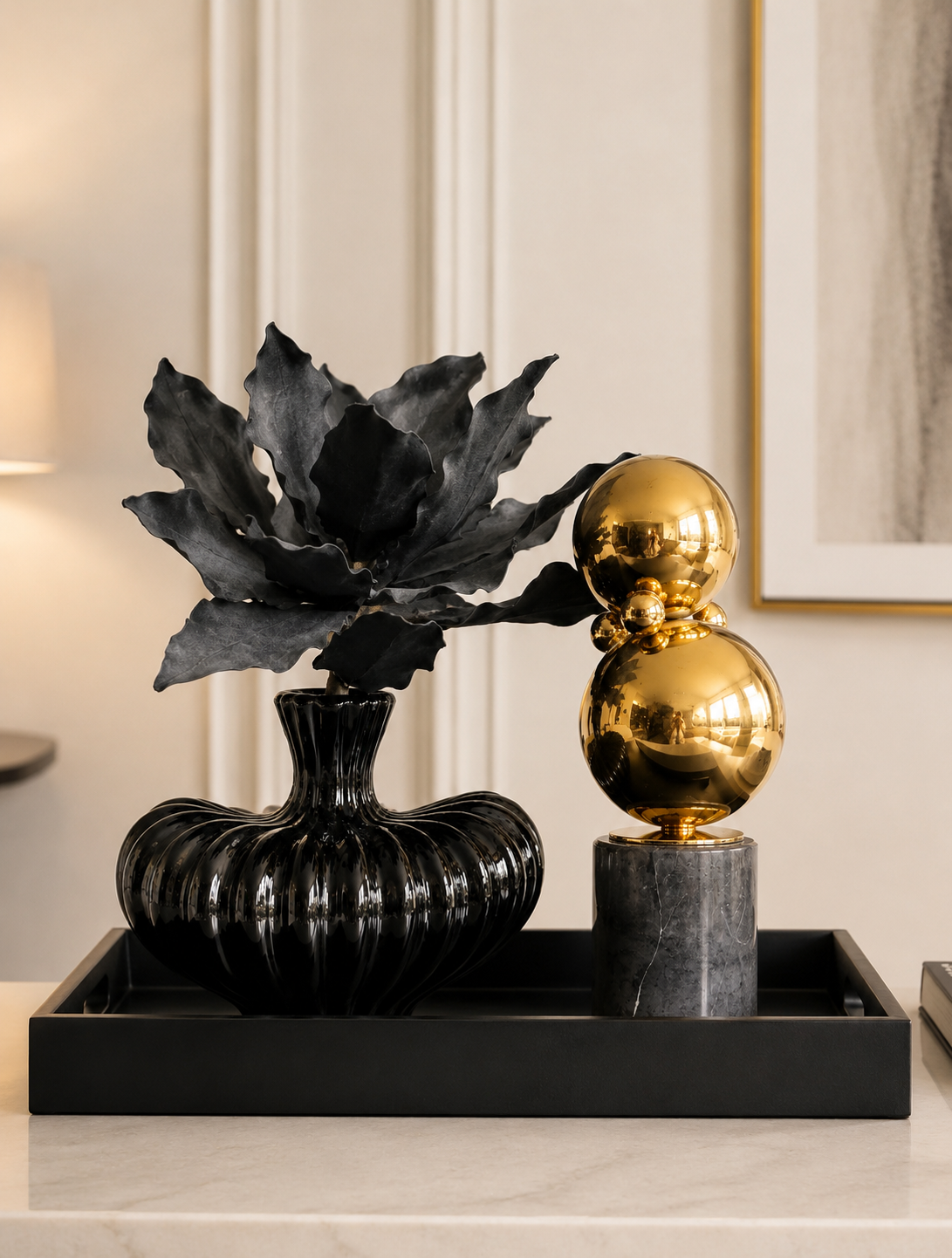 Luxe Zwart Houten Dienblad