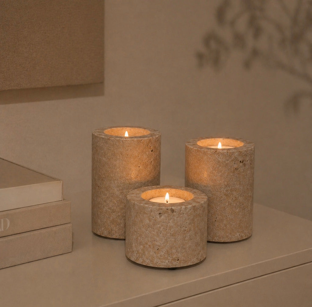 Travertine Waxinelichthouder set
